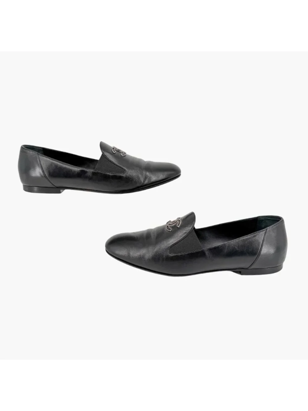 Chanel CC Slip On Loafers Flats Black Leather Size 41 US 10-10.5 Women’s - Picture 9 of 15